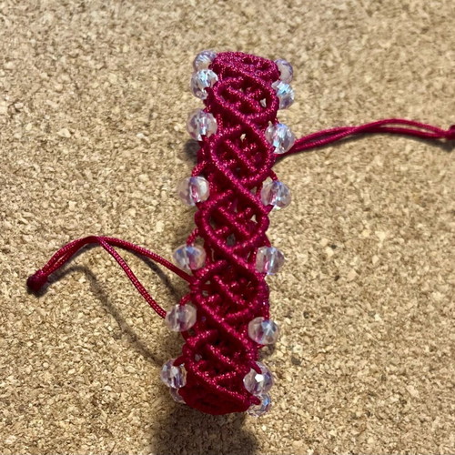 Macrame handmade bracelet red with crystals and adjustable closure
