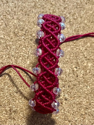 Macrame handmade bracelet red with crystals and adjustable closure