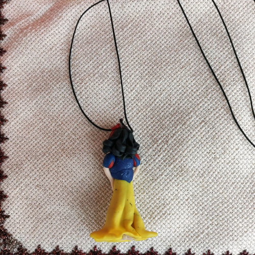 Long Snow White Necklace made of polymer clay custom made
