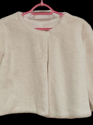 White faux fur parka new, size M