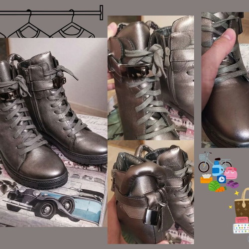 Women's boots dark gray used, size 39, built-in platform