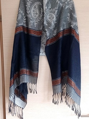 Double-sided scarf unused, 170 x 68 cm, grey-black-ecayg