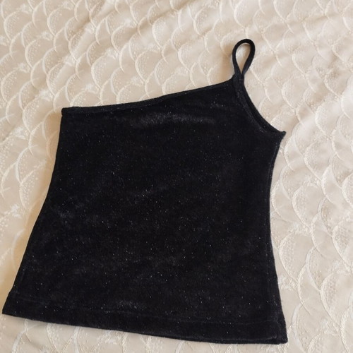 Danoff blouse one size black with silver thread, like new