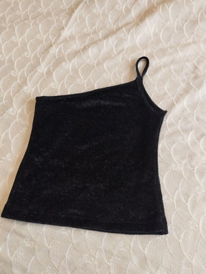 Danoff blouse one size black with silver thread, like new