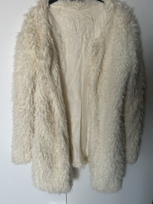 Anel Fluffy Coat like new, white and beige, size M