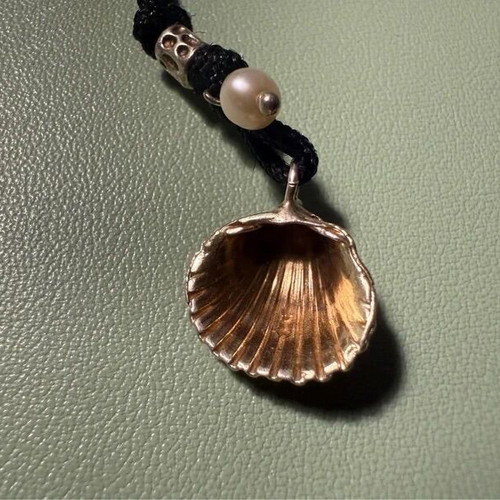 Handmade shell pendant necklace in gold-plated 925 silver with pearl new
