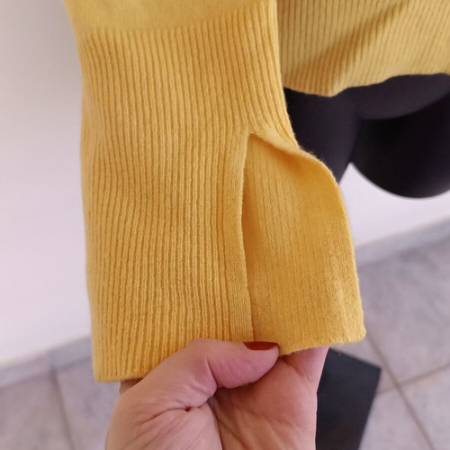Massimo Dutti women's turtleneck sweater used, cashmere wool, yellow, size M