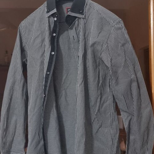 Bertolucci dress shirt new, size medium, black and gray