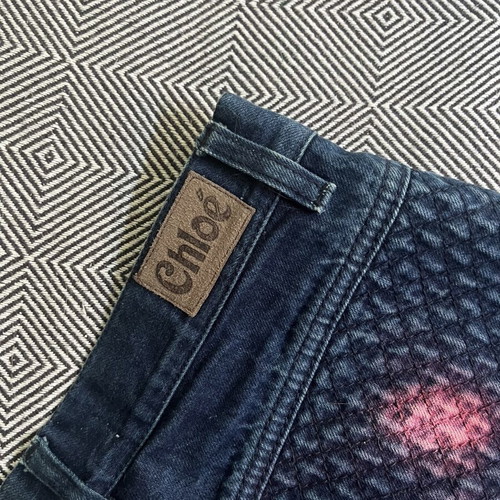 Chloé vintage quilted dark wash denim mini skirt like new