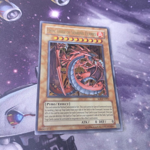 Uria Lord of Searing Flames Yu-Gi-Oh card used, ultra rare, SOI edition