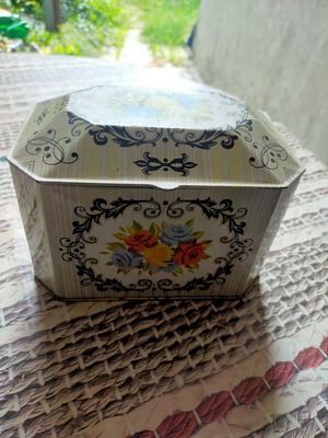 Metal box with flowers