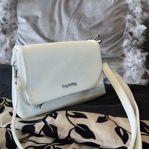 Bag to Bag White Crossbody Bag New with Chain and Silver Details