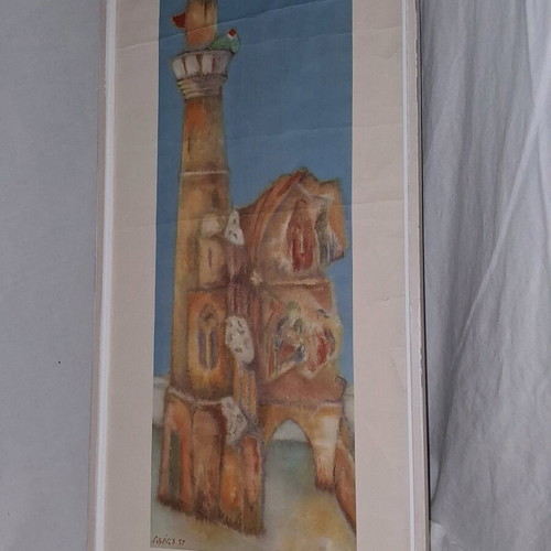 The Minaret Lithograph 1957 by G. Pol Georghiou like new