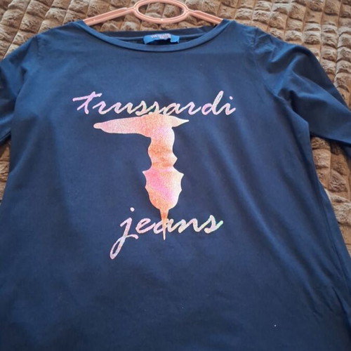 Trussardi Jeans blouse used, blue, size XL
