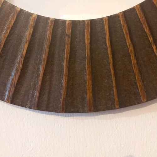 Decorative round mirror with wooden frame, 45cm diameter, like new