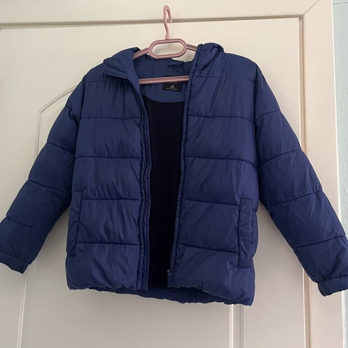 Children's jacket size 140 cm like new, blue with fleece lining