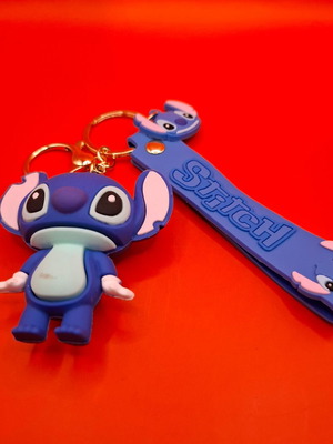 Stitch keychain new, blue