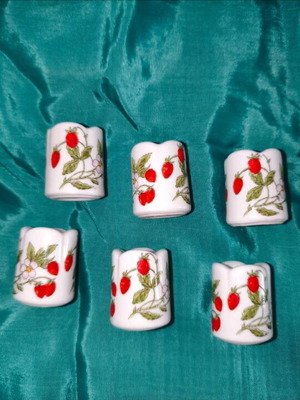 Vintage porcelain mini candle holders set of 6 with strawberry design