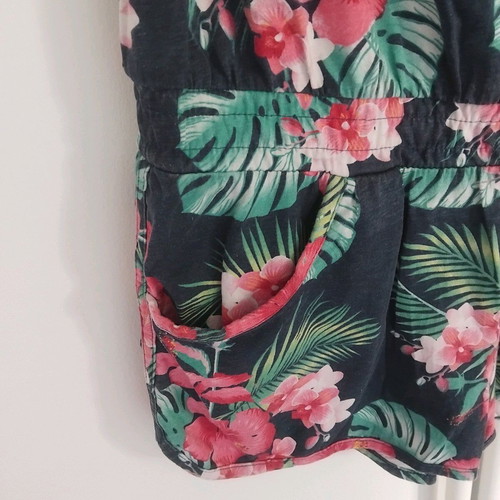 Strapless one-piece romper like new, colorful, tropical flowers, size L