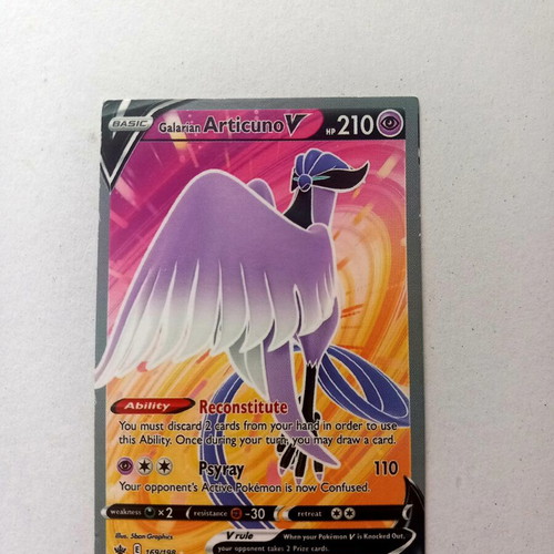 Pokemon TCG Articuno card 169/198 Swords and Shields Chilling Rain