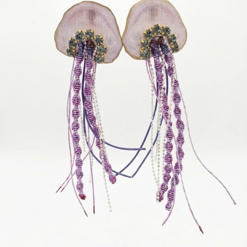 Summer jellyfish earrings new handmade purple