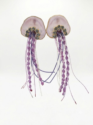 Summer jellyfish earrings new handmade purple