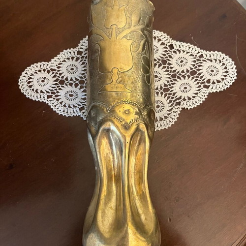 Brass vase trench art from 75mm shell casing used