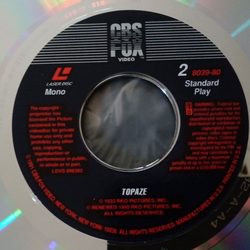Topaze 1933 LaserDisc like new, drama