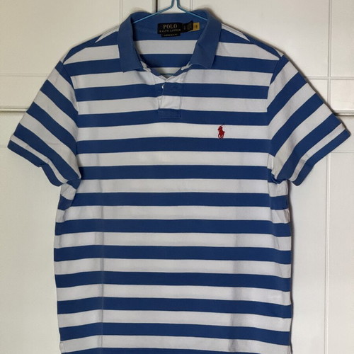 Polo Ralph Lauren Custom Slim Fit Shirt Large, like new, white and blue