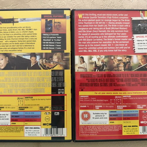 Kill Bill 1&2 DVD like new with English subtitles