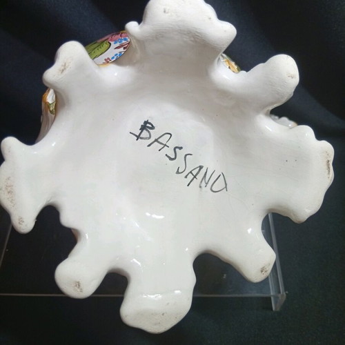 Bassano Italy ceramic jug vase with hand painted floral Rococo design