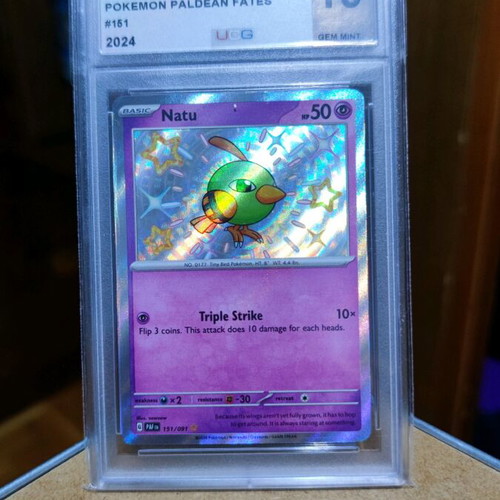 Natu Shiny Pokemon Card graded 10 like new