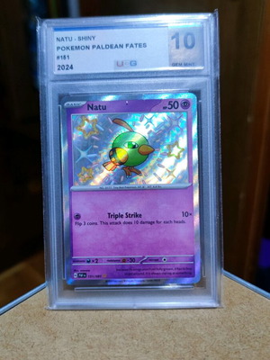 Natu Shiny Pokemon Card graded 10 like new