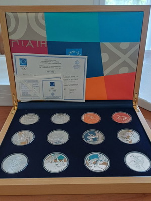 Αθήνα 2004 Πλήρης σειρά 12 Ασημένια 10€ Proof νομίσματα σε κασετίνα
