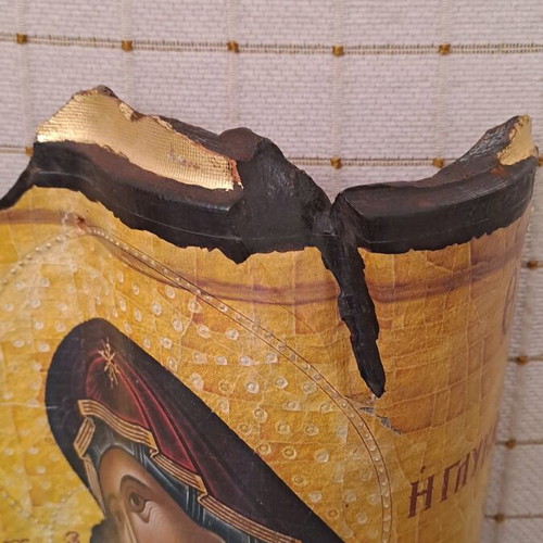 Panagia I Glykofilousa Handmade Decoupage Icon on Tile like new