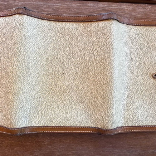 Trussardi vintage women's wallet used, beige and brown leather details