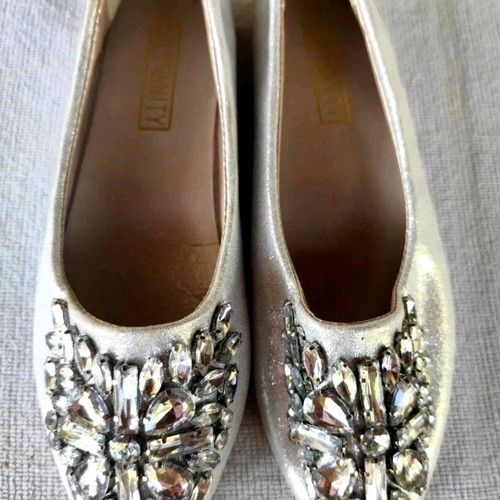Ballerina shoes silver size 40 new embroidered with strass