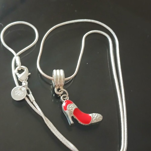 Silver 925 necklace with enamel shoe pendant, 50 cm, new