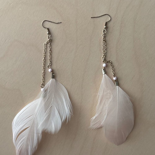 Feather earrings pink used with oxidized studs