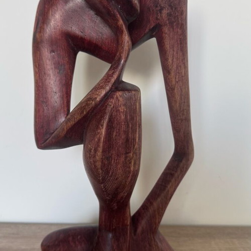 Wooden Thinker Statue like new