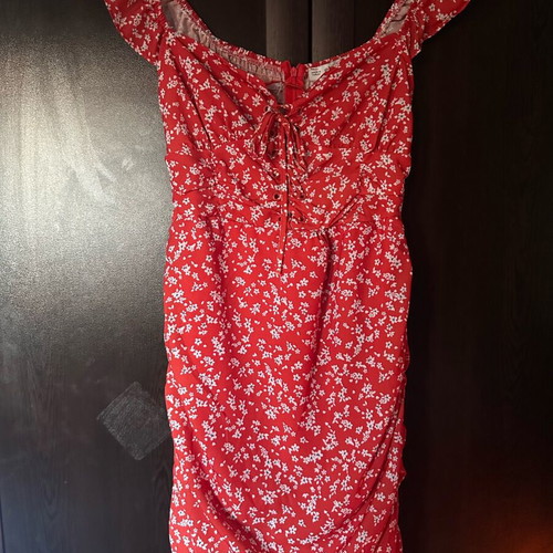 Floral dress like new, size L, red