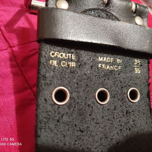 Croute de Cuire France belt like new, black, length 112 cm