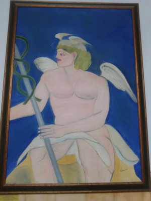 Painting with depiction of Hermes used, artist Savvatianeas