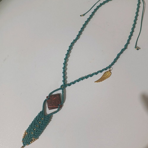 Handmade macrame necklace multicolored new