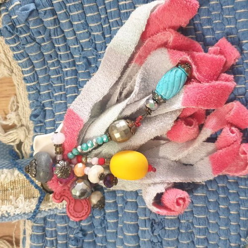 Handmade blue shoulder beach bag custom order