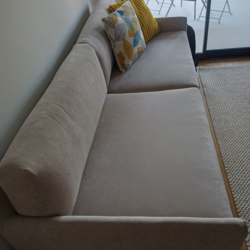 Sofa bed beige like new, three-seater, excellent quality