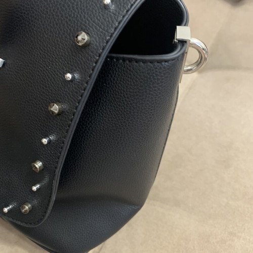 Black handbag with studs used, includes detachable pouch