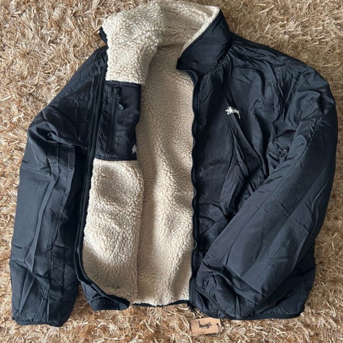 Stussy Sherpa Reversible Jacket new, white, size M