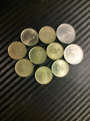 Forint and 20 filler coins 1976 Hungary used, pack of 11
