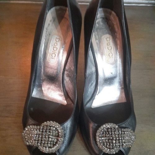 Dodici Peep Toe shoes used, genuine leather, size 36, black